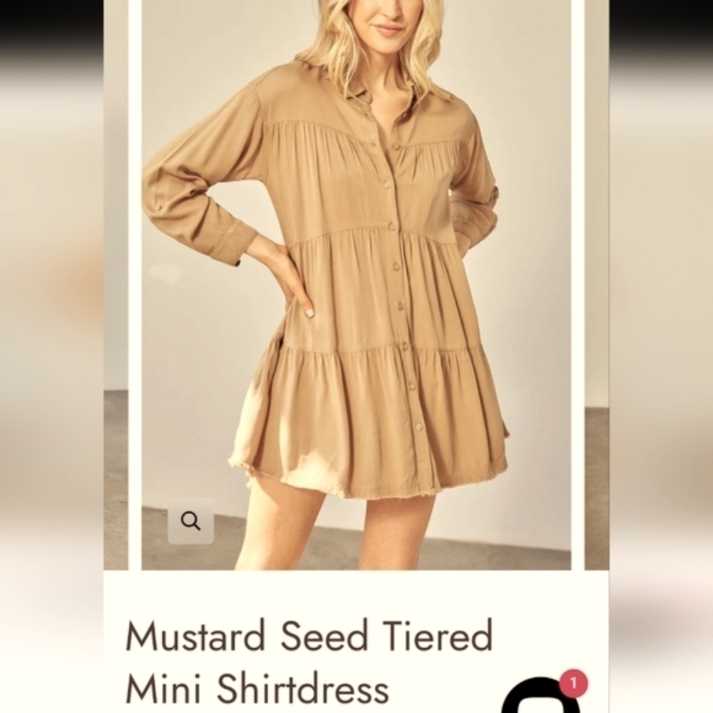 NWT MUSTARD SEED TIERED MINI SHIRT DRESS SIZE LARGE